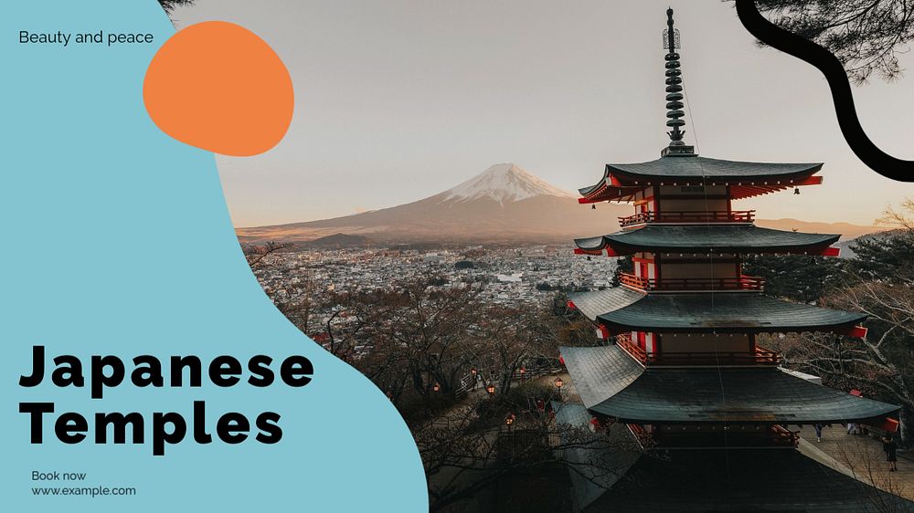 Japanese temples blog banner template, editable text