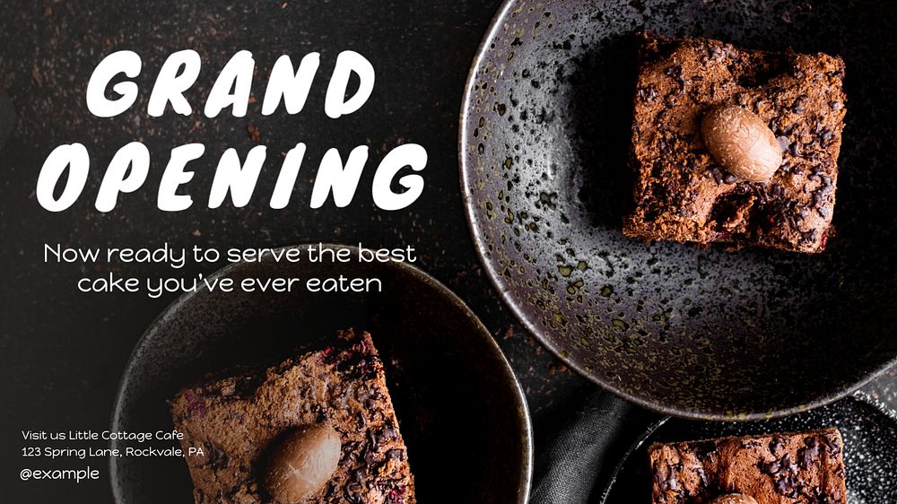 Bakery grand opening blog banner template, editable text