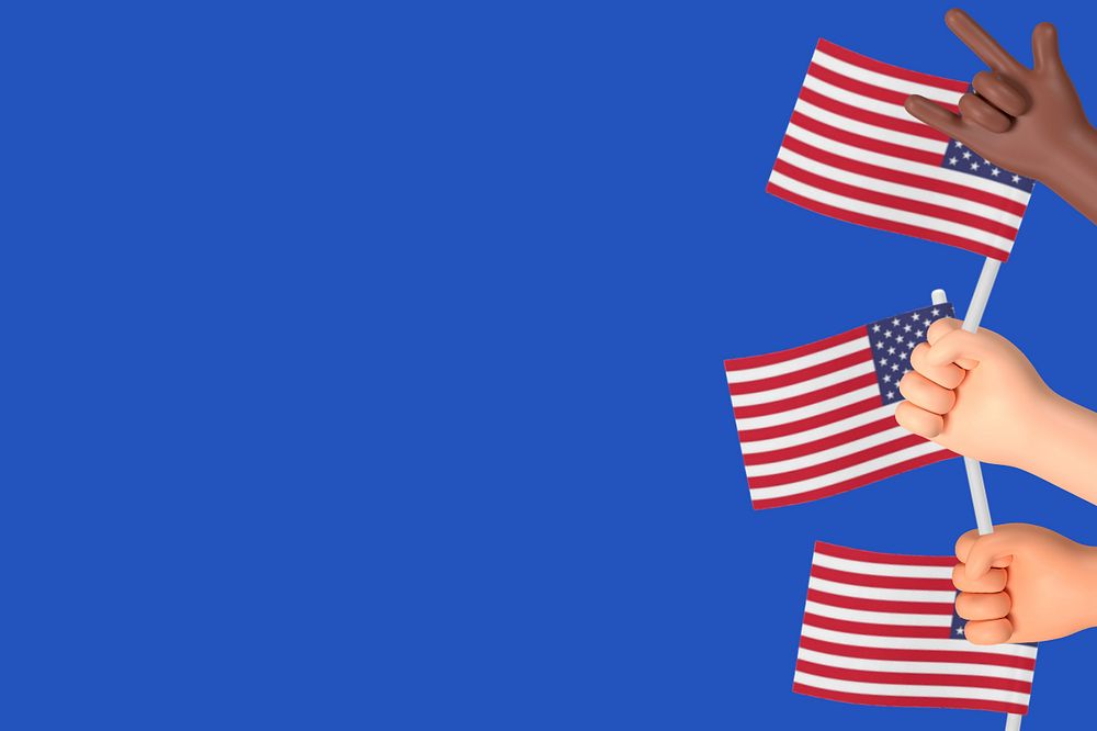 3D Waving American flags background, 3D editable illustration, element editable illustration