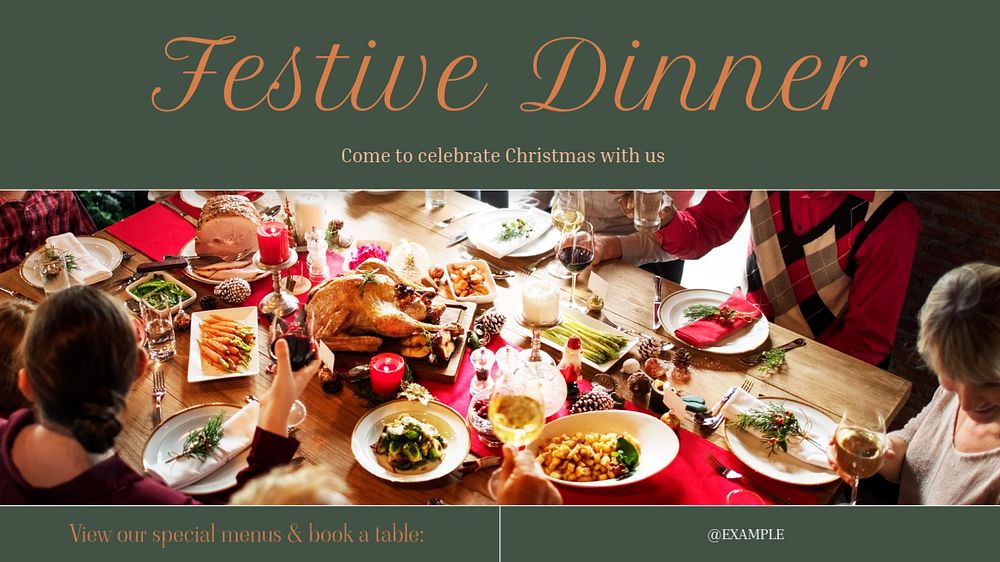 Christmas dinner blog banner template, editable text