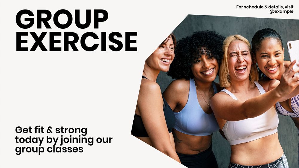 Group exercise blog banner template, editable text