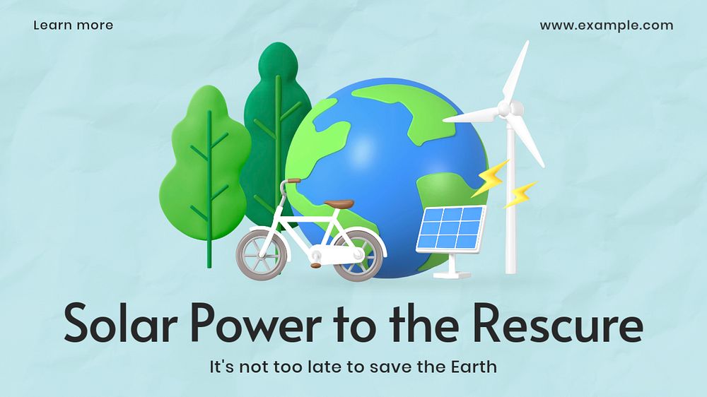 Solar power blog banner template, editable text