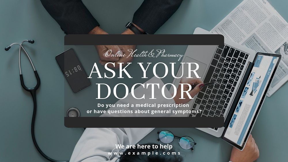 Online doctor blog banner template, editable text