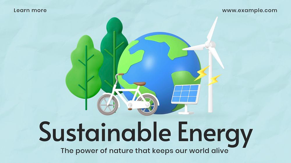 Sustainable energy blog banner template, editable text