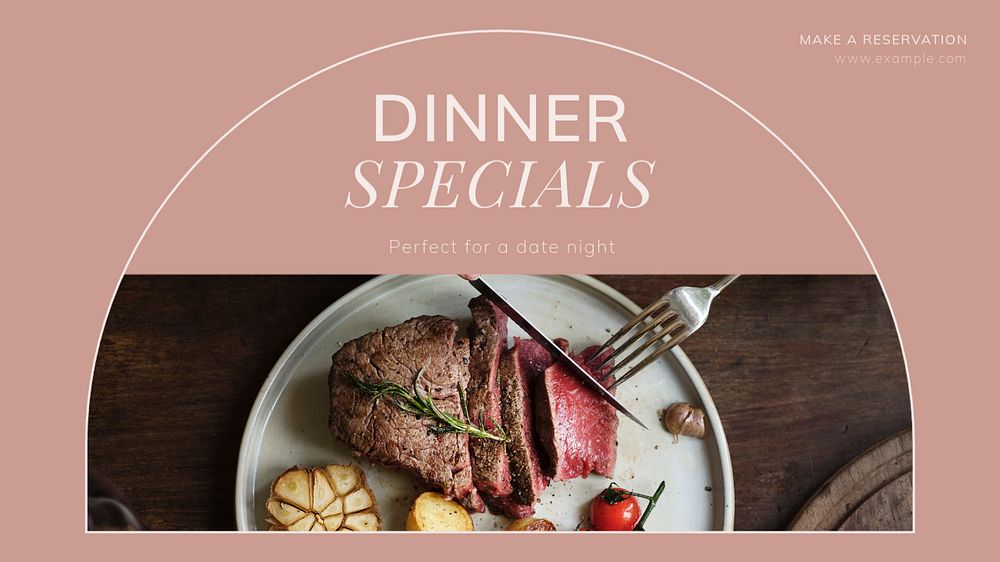 Dinner specials blog banner template, editable text