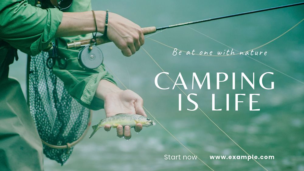 Camping blog banner template, editable text