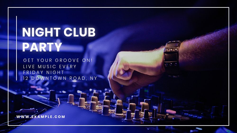 Night club party blog banner template, editable text