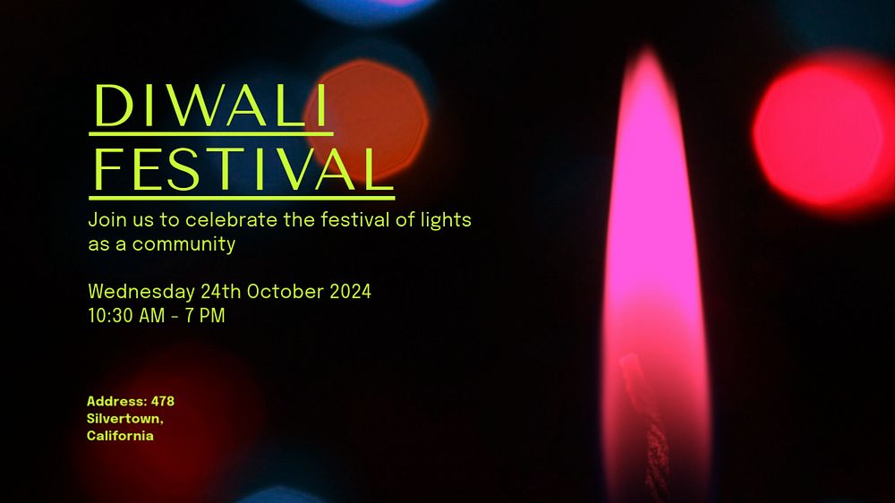 Dewali festival blog banner template, editable text