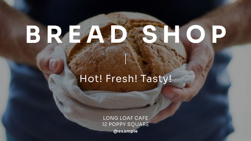 Bread shop blog banner template, editable text