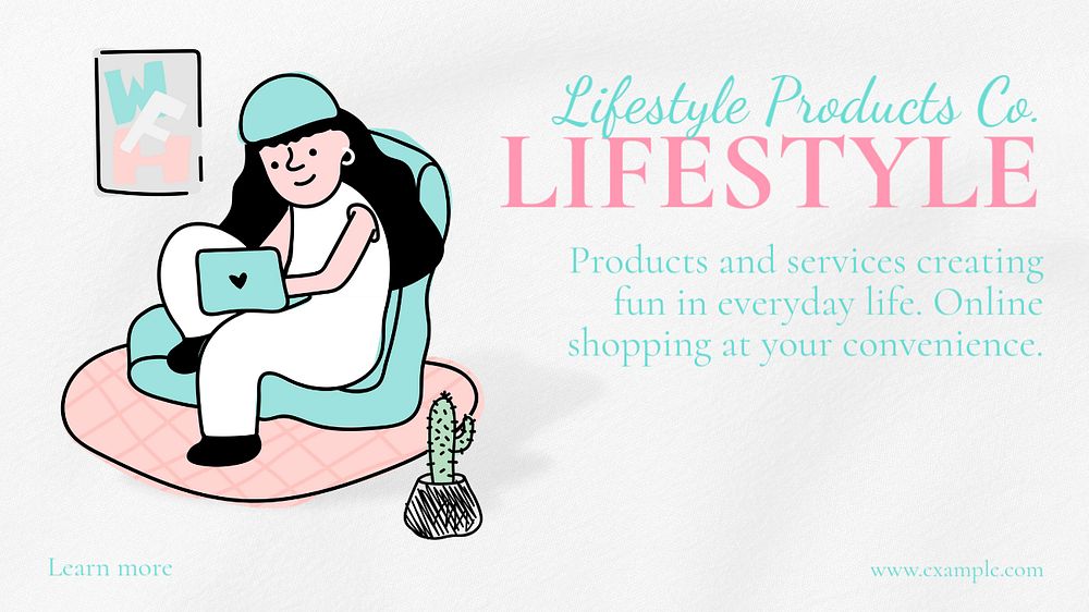 Lifestyle blog banner template, editable text