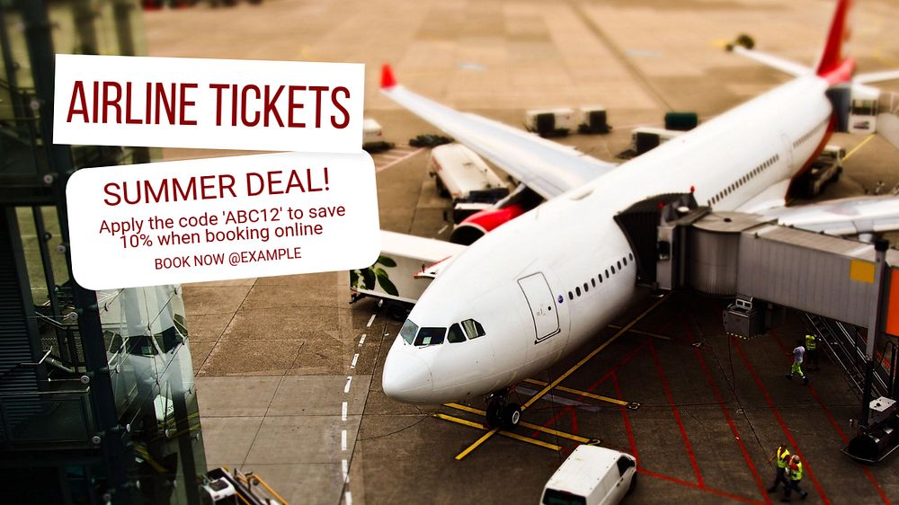 Airline tickets deal  blog banner template, editable text