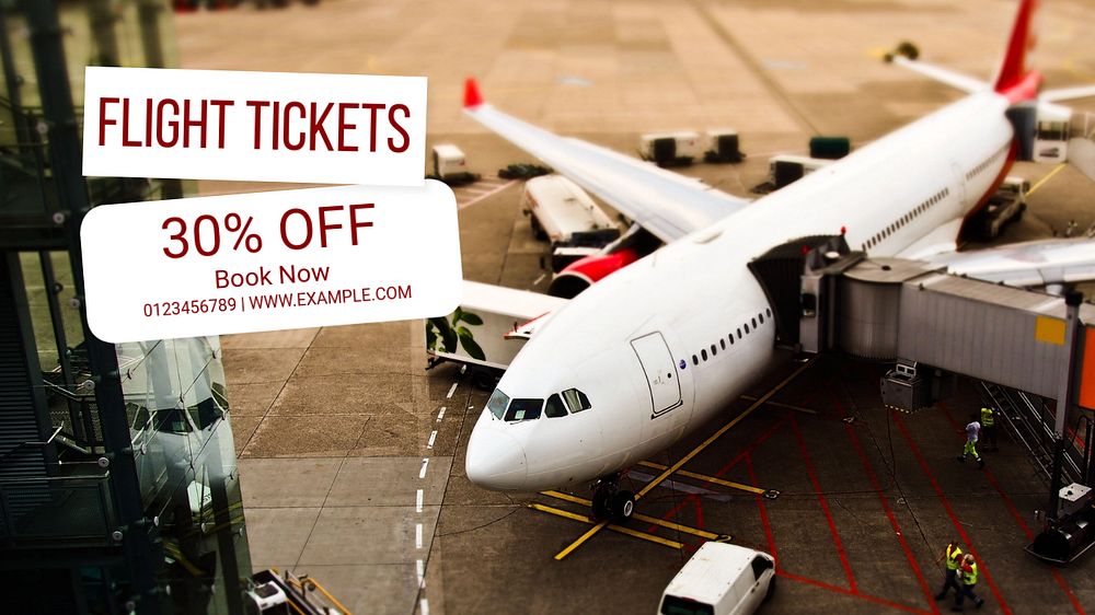 Flight ticket  blog banner template, editable text