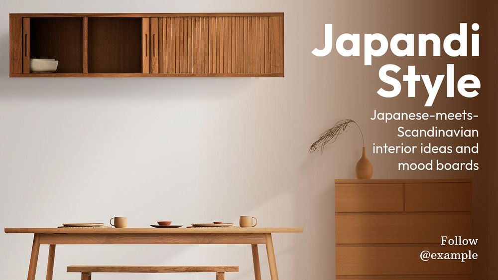 Japandi style blog banner template, editable text