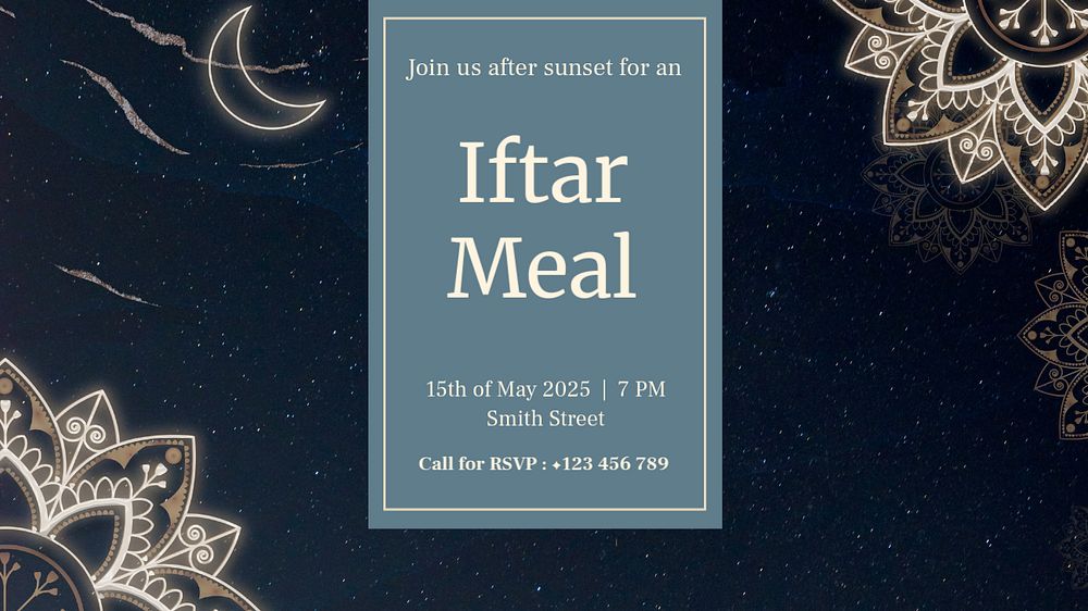 Iftar meal  blog banner template, editable text