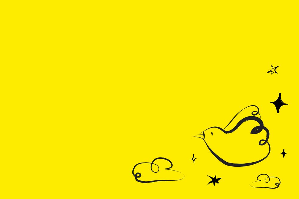 Editable cute bird, yellow background illustration remix