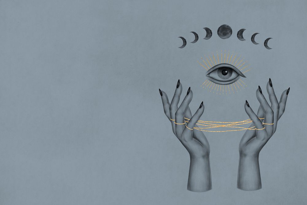 Third eye illustration, blue background, editable design