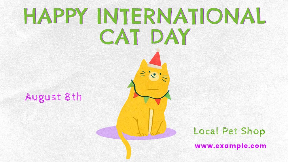 Cat day  blog banner template, editable text