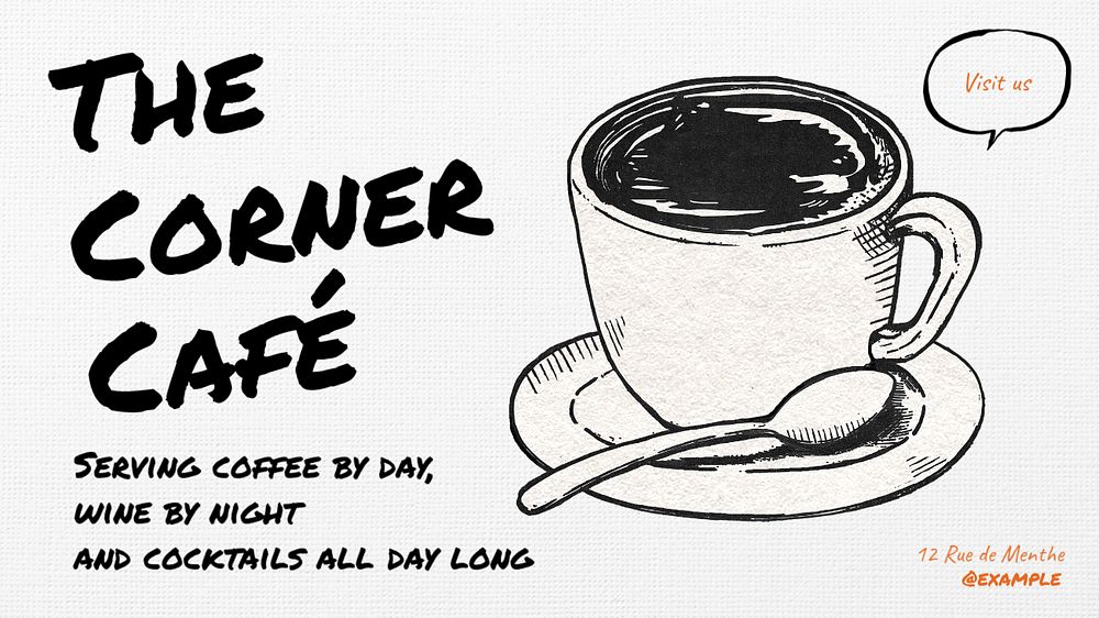 Cafe blog banner template, editable text