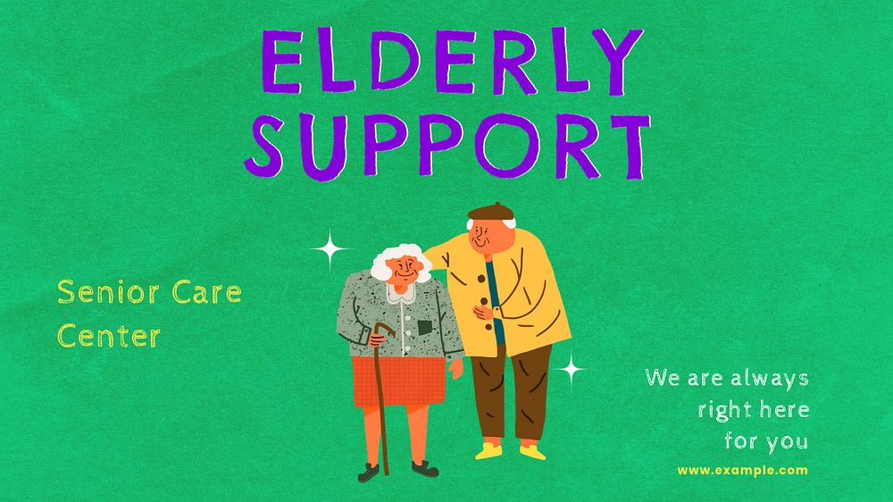 Elderly support  blog banner template, editable text