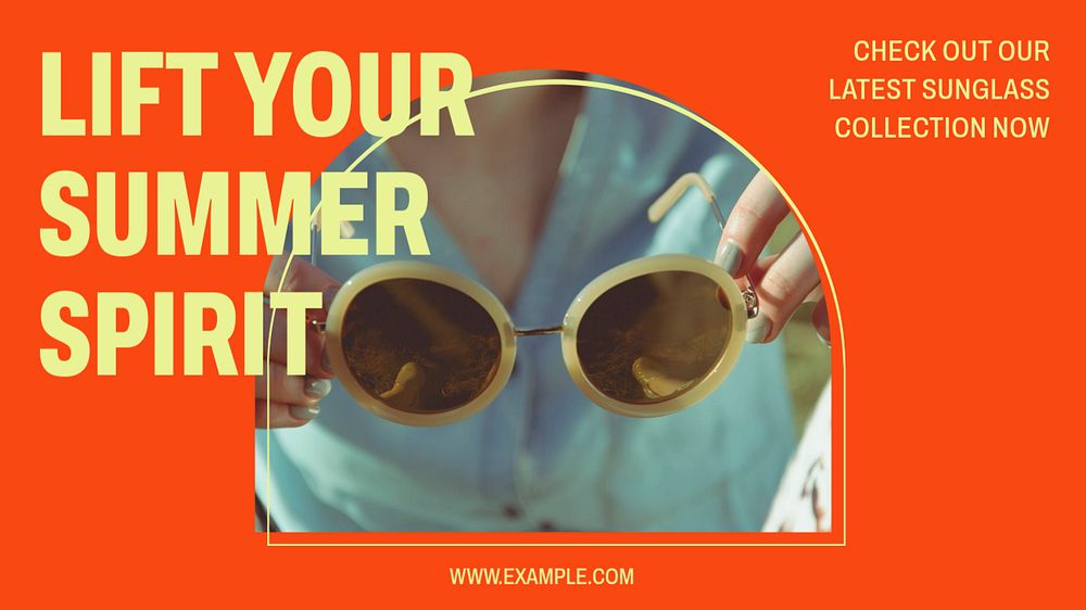 Summer sunglasses blog banner template, editable text