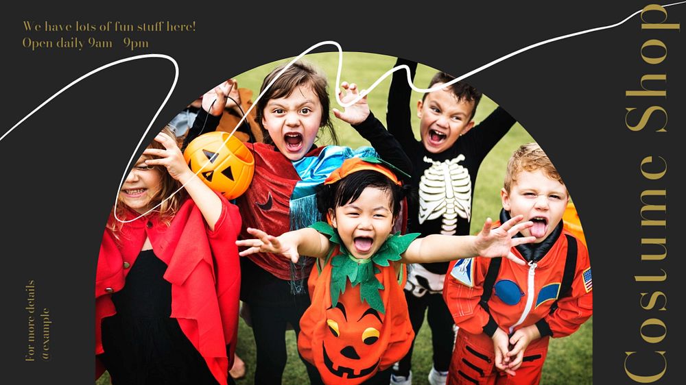 Costume shop blog banner template, editable text