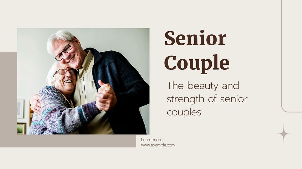 Senior couple blog banner template, editable text