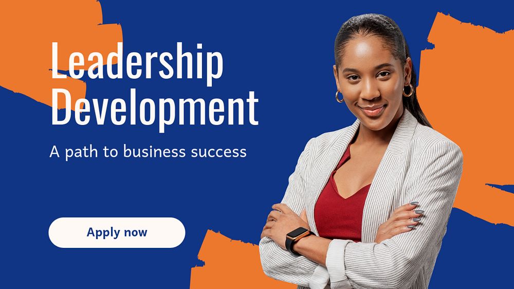 Leadership development  blog banner template, editable text