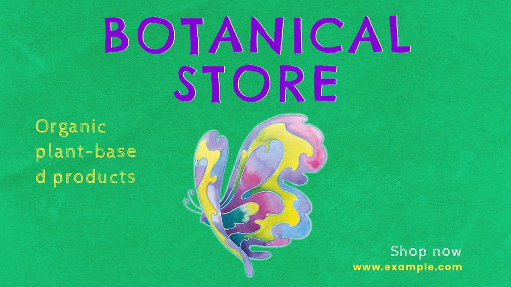 Botanical store  blog banner template, editable text