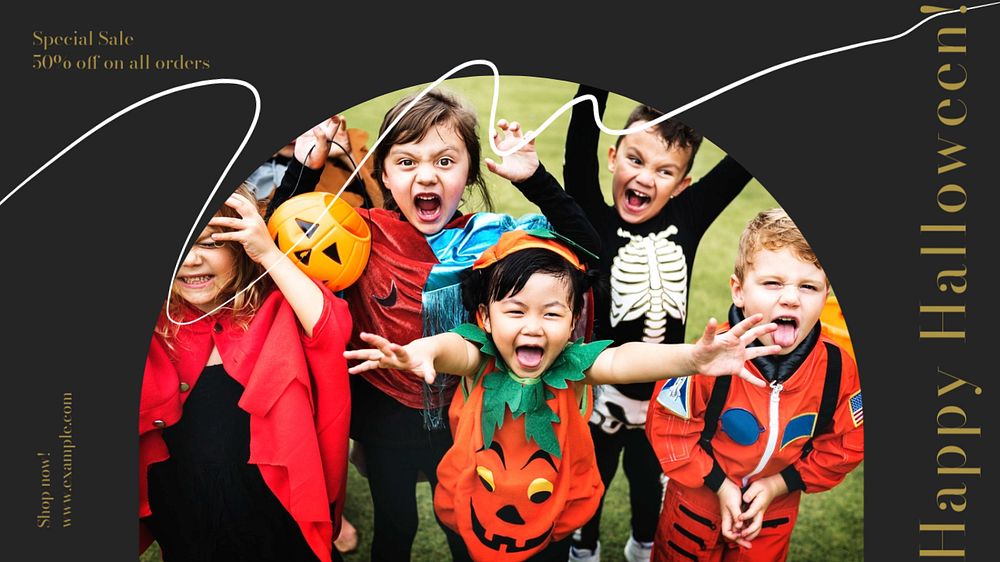 Halloween sale blog banner template, editable text