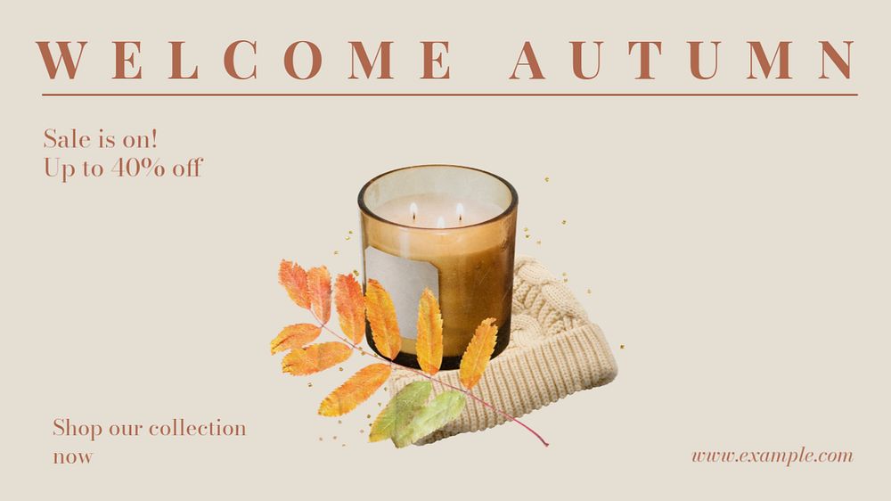 Autumn sale blog banner template, editable text