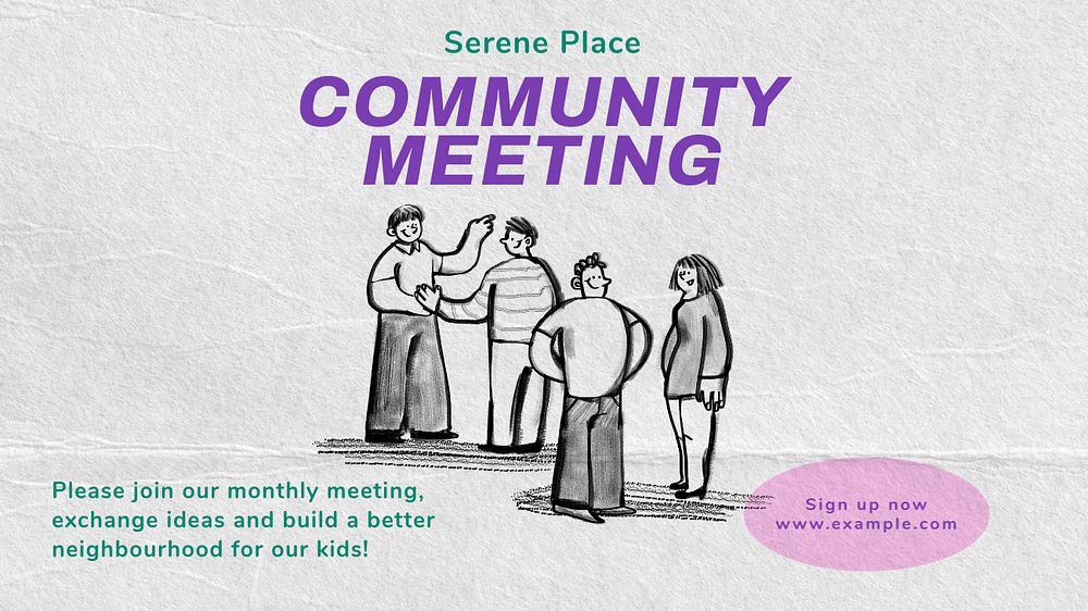 Community meeting  blog banner template, editable text