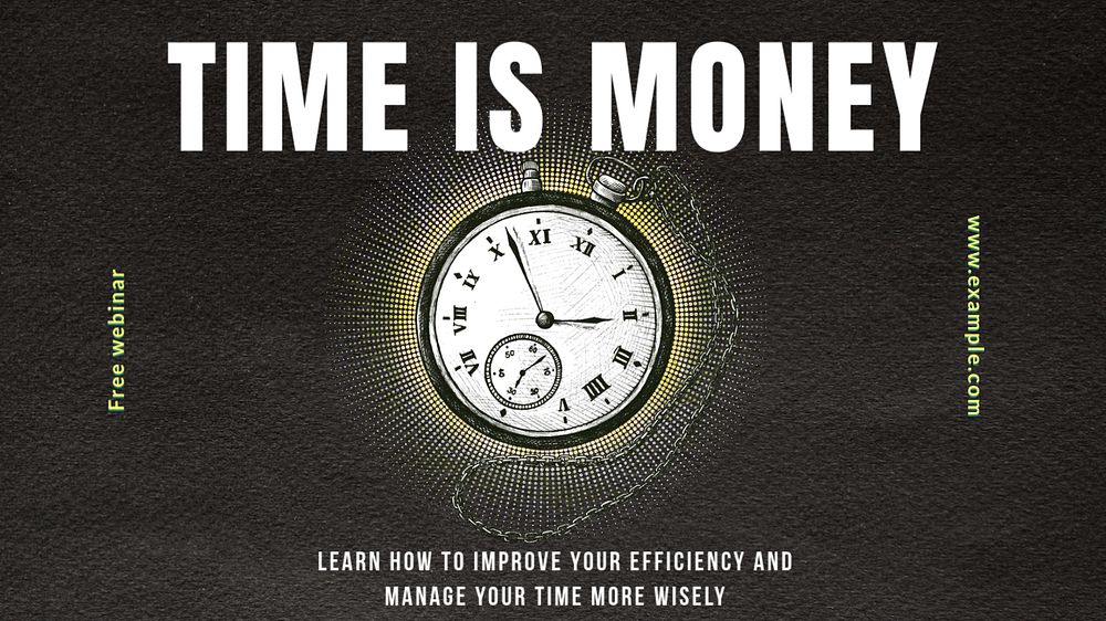 Time is money  blog banner template, editable text