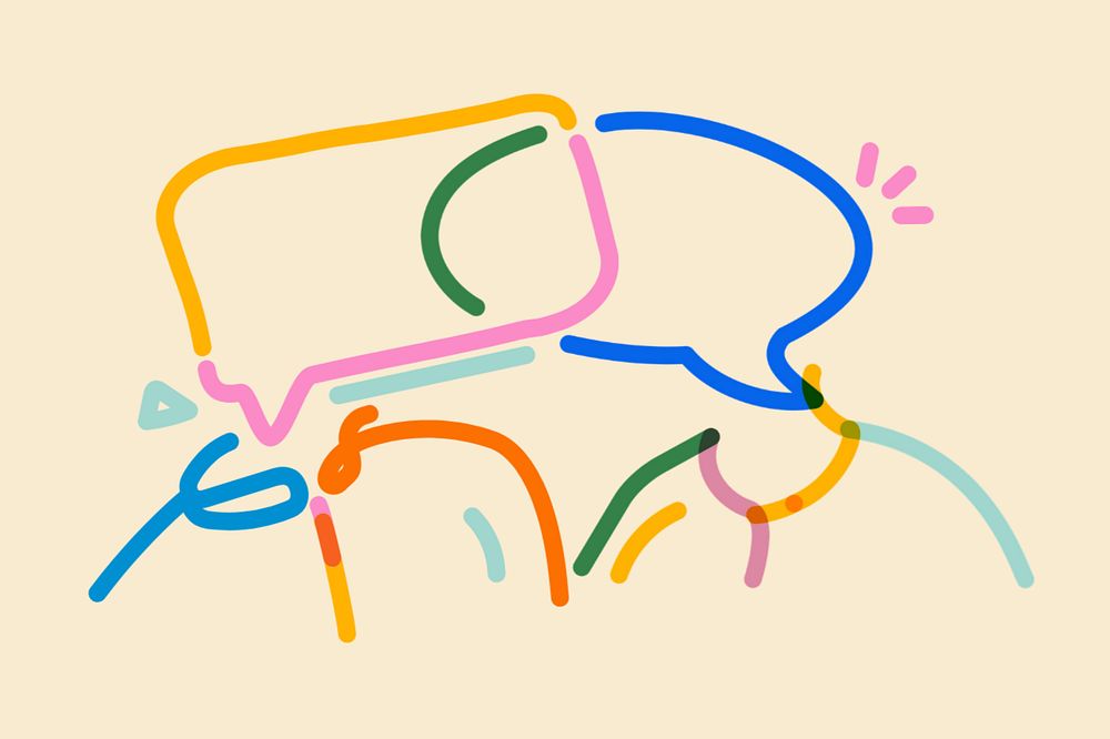 Speech bubble doodle, white background, editable design