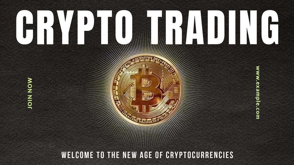 Crypto trading  blog banner template, editable text