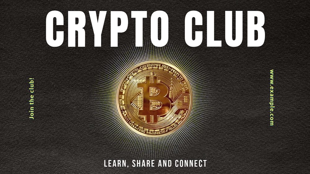 Crypto club  blog banner template, editable text