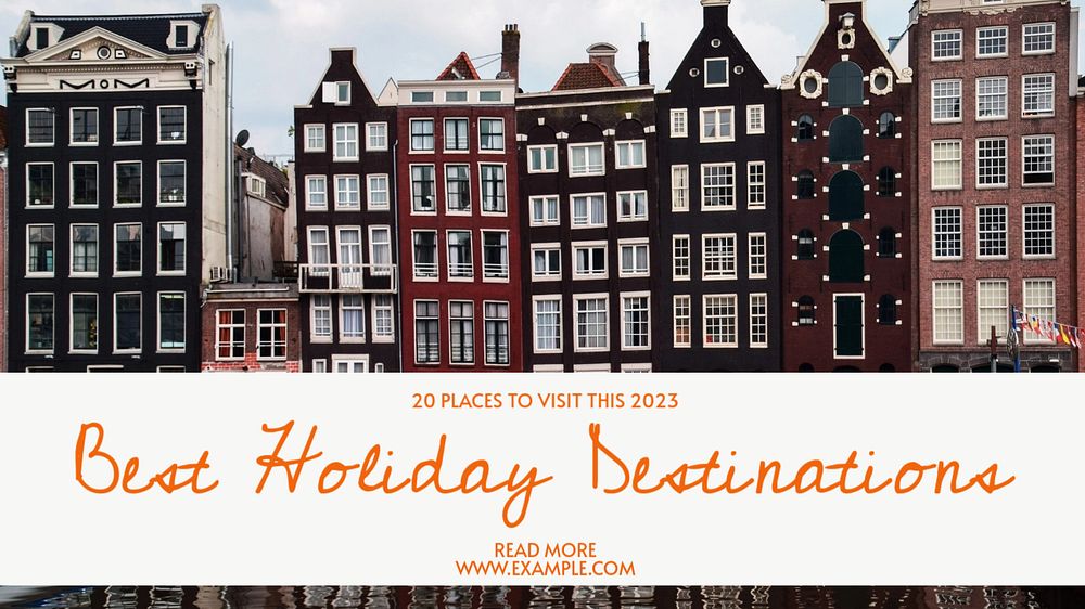 Best holiday destinations blog banner template, editable text