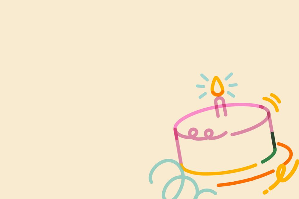 Cake border doodle, yellow background, editable design