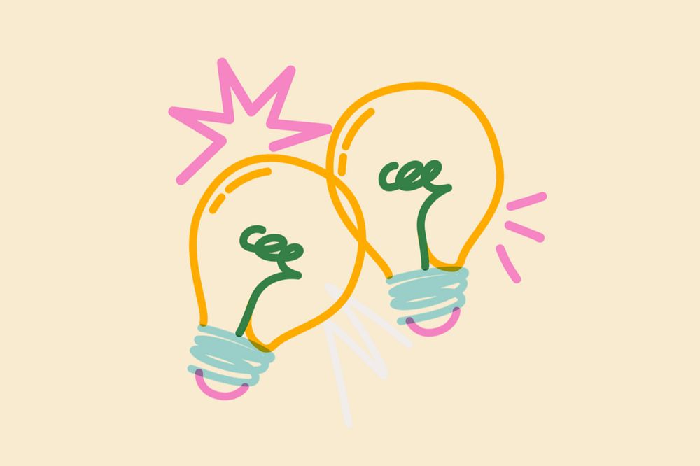 Light bulbs doodle, yellow background, editable design