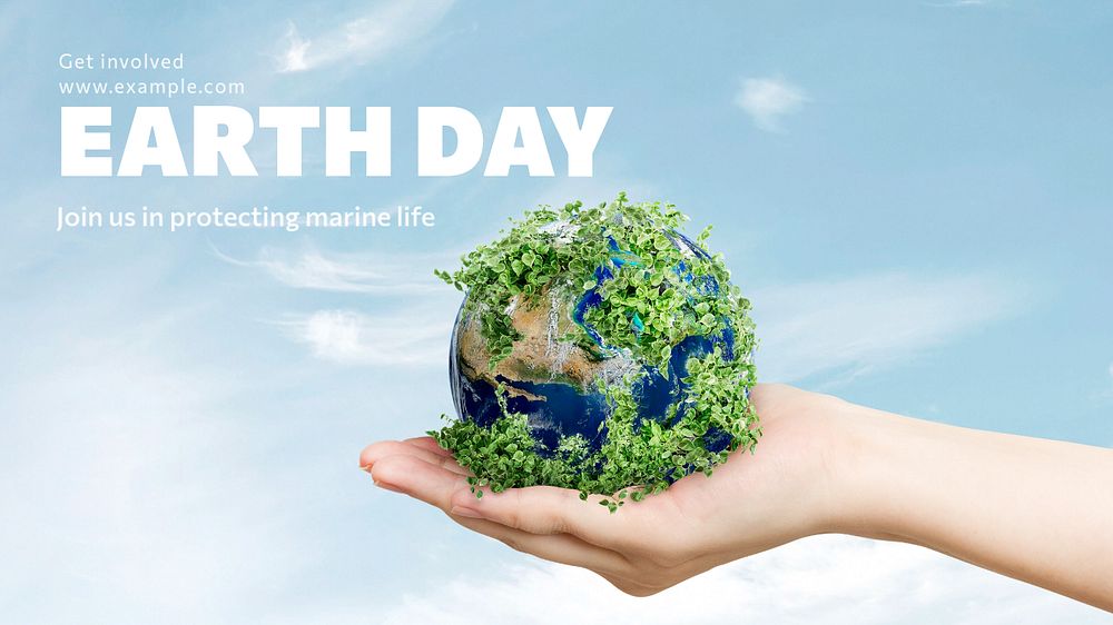 Earth day  blog banner template, editable text