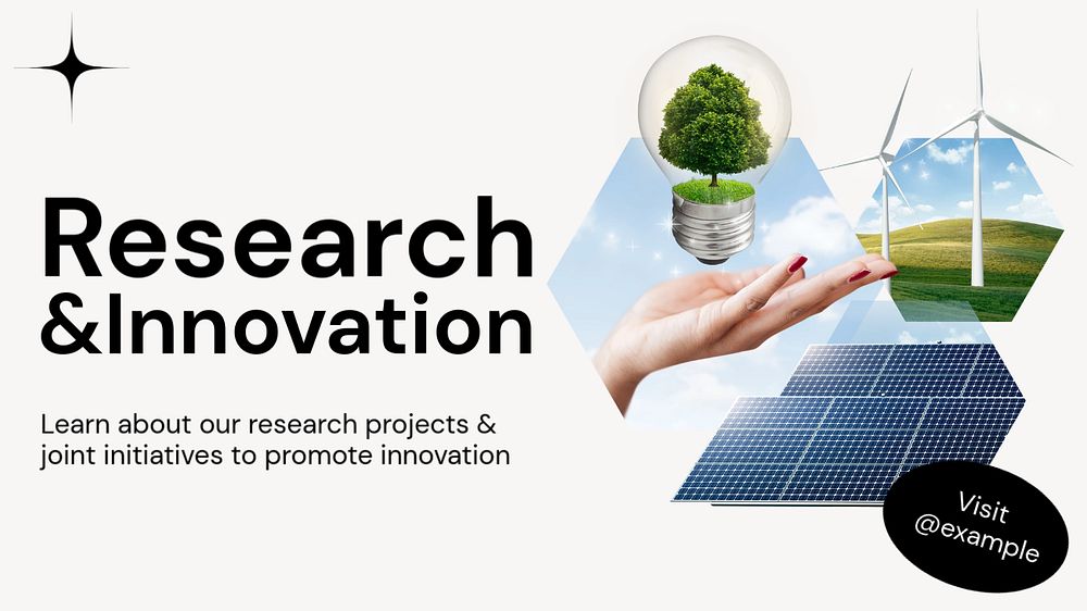 Research & innovation blog banner template, editable text