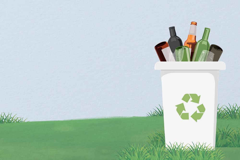 Bottles recycle bin background, editable environment illustration design