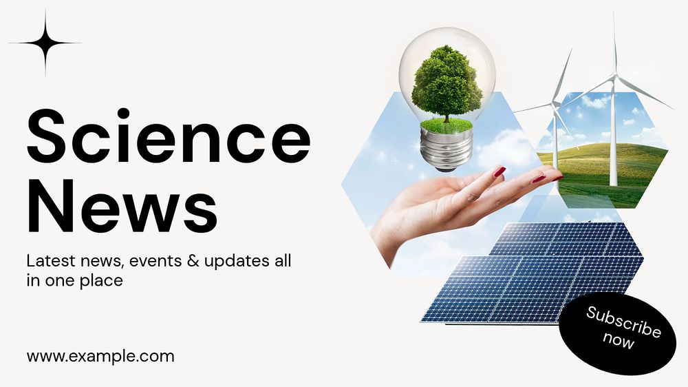 Science news blog banner template, editable text