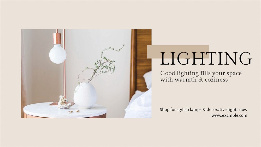 Lighting blog banner template, editable text