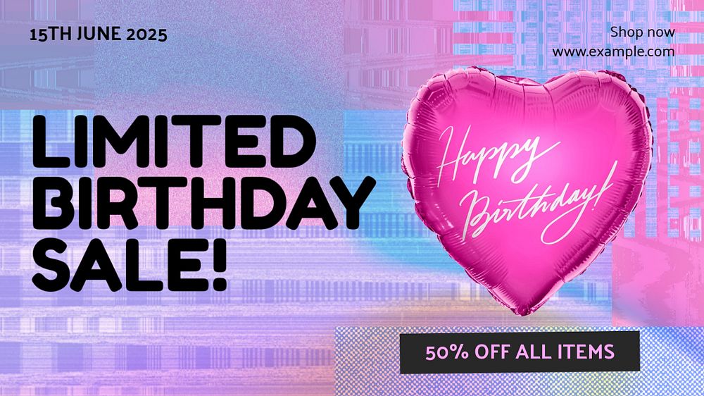 Birthday sale  blog banner template, editable text