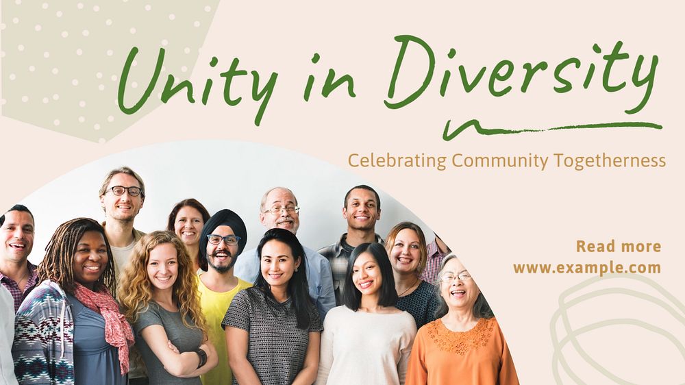 Unity in diversity blog banner template, editable text