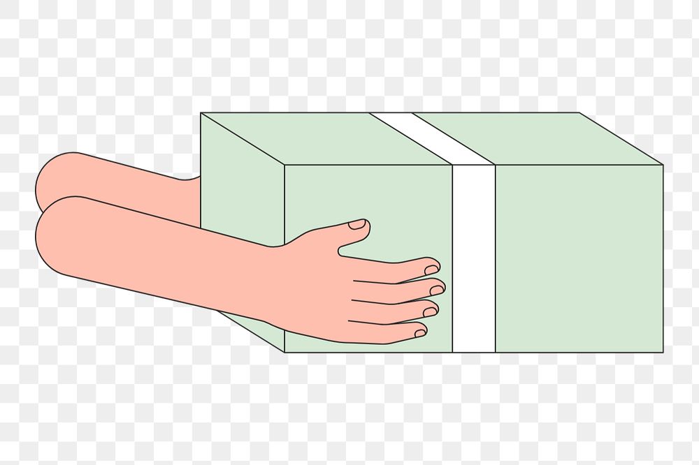 Parcel delivery, hands holding box illustration, editable design