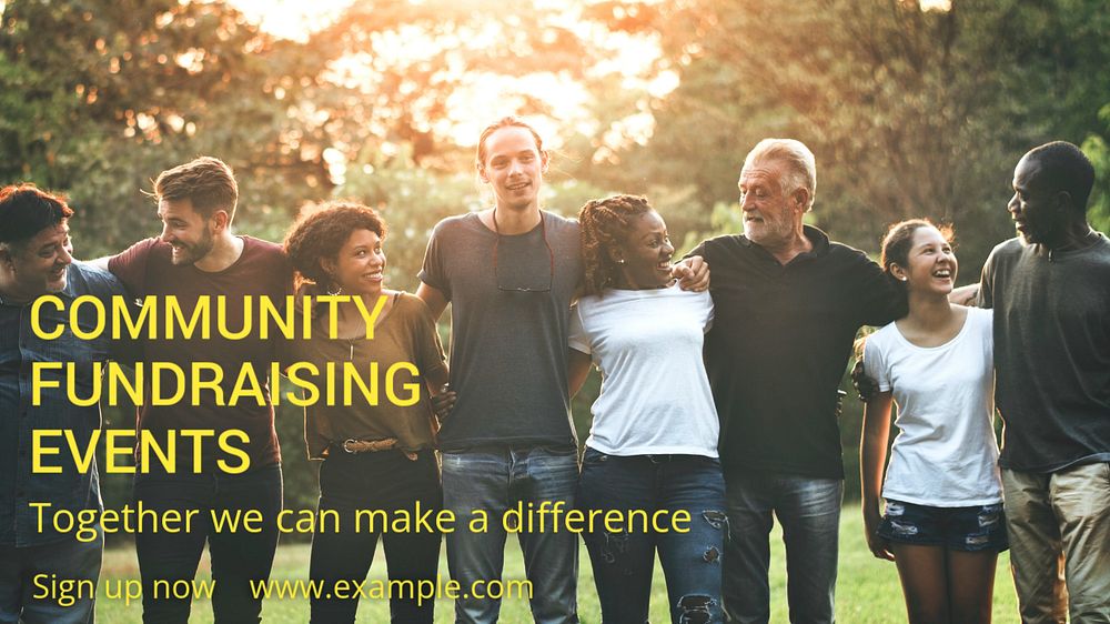 Community fundraising & events blog banner template, editable text