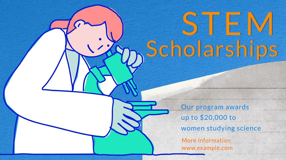 STEM scholarships women  blog banner template, editable text