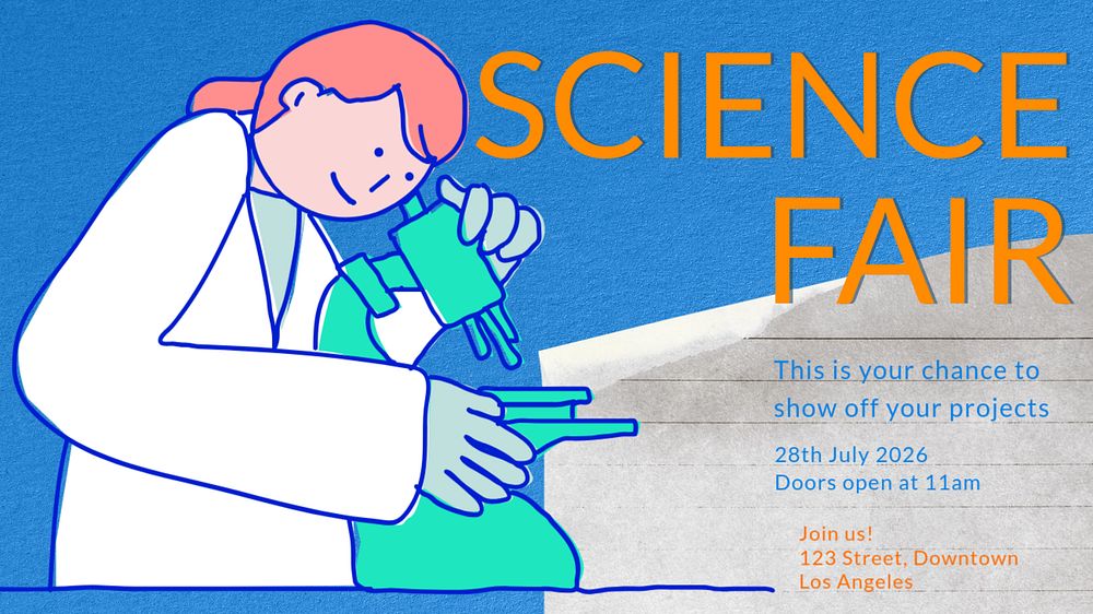 Science fair  blog banner template, editable text