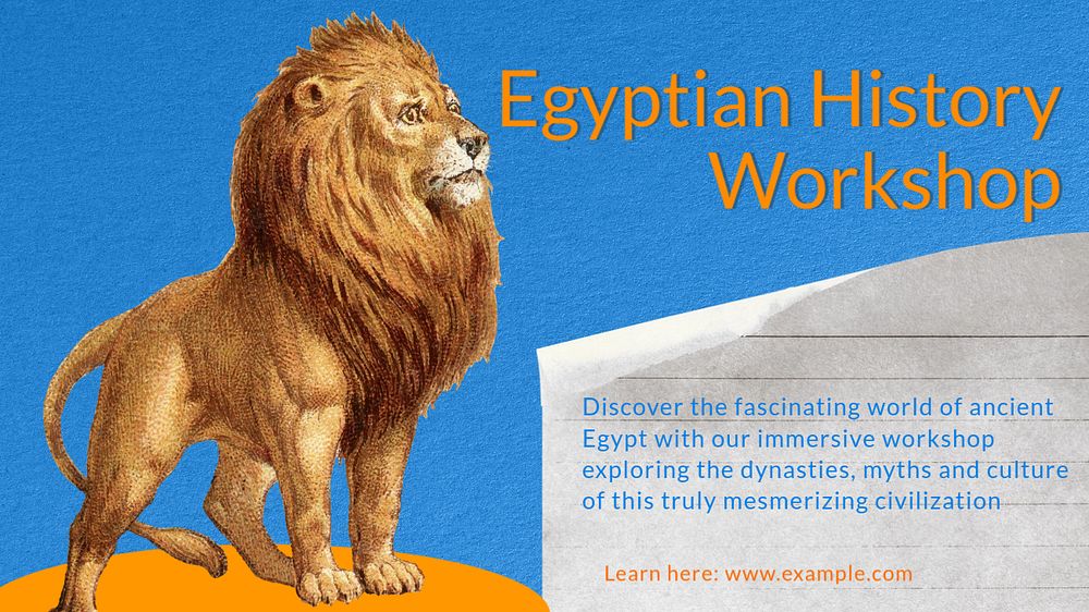 Egyptian history workshop  blog banner template, editable text